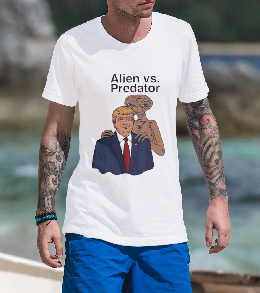 Alien Vs Predator Donald Trump ET Parody Fashion T-Shirt