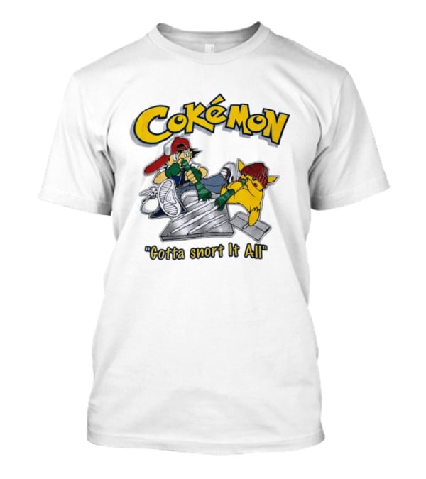 Cokemon Gotta Snort It All Pikachu T-Shirt
