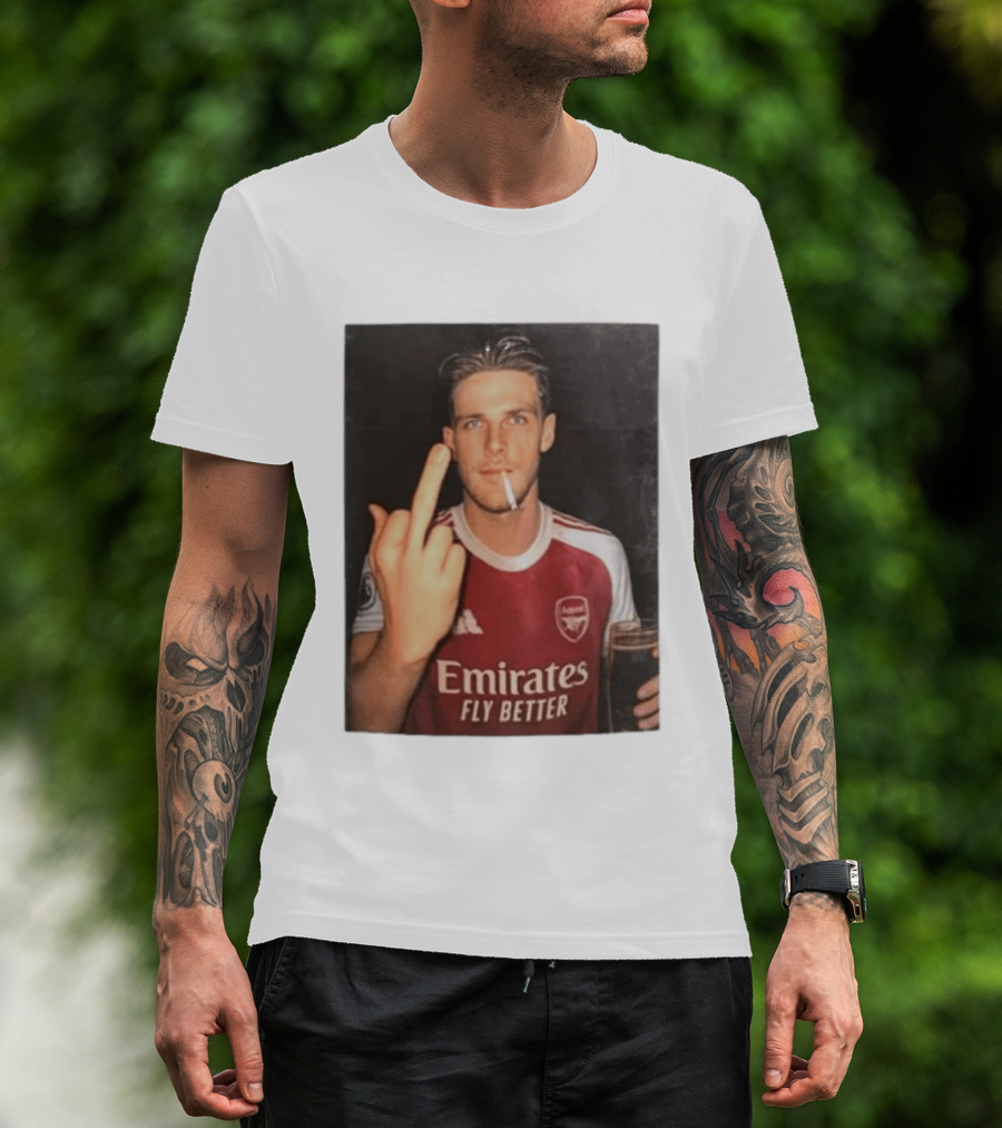 Emirates Fly Better Arsenal Middle Finger Smoking Soccer Player T-Shirt