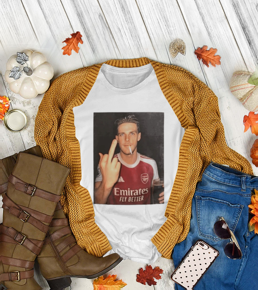 Emirates Fly Better Arsenal Middle Finger Smoking Soccer Player T-Shirt