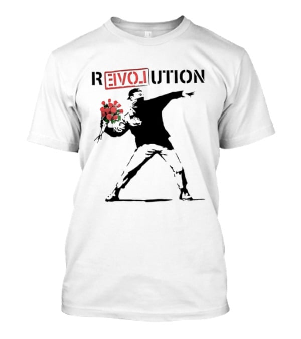 Revolution With Love Letter Throwing Roses Graffiti T-Shirt