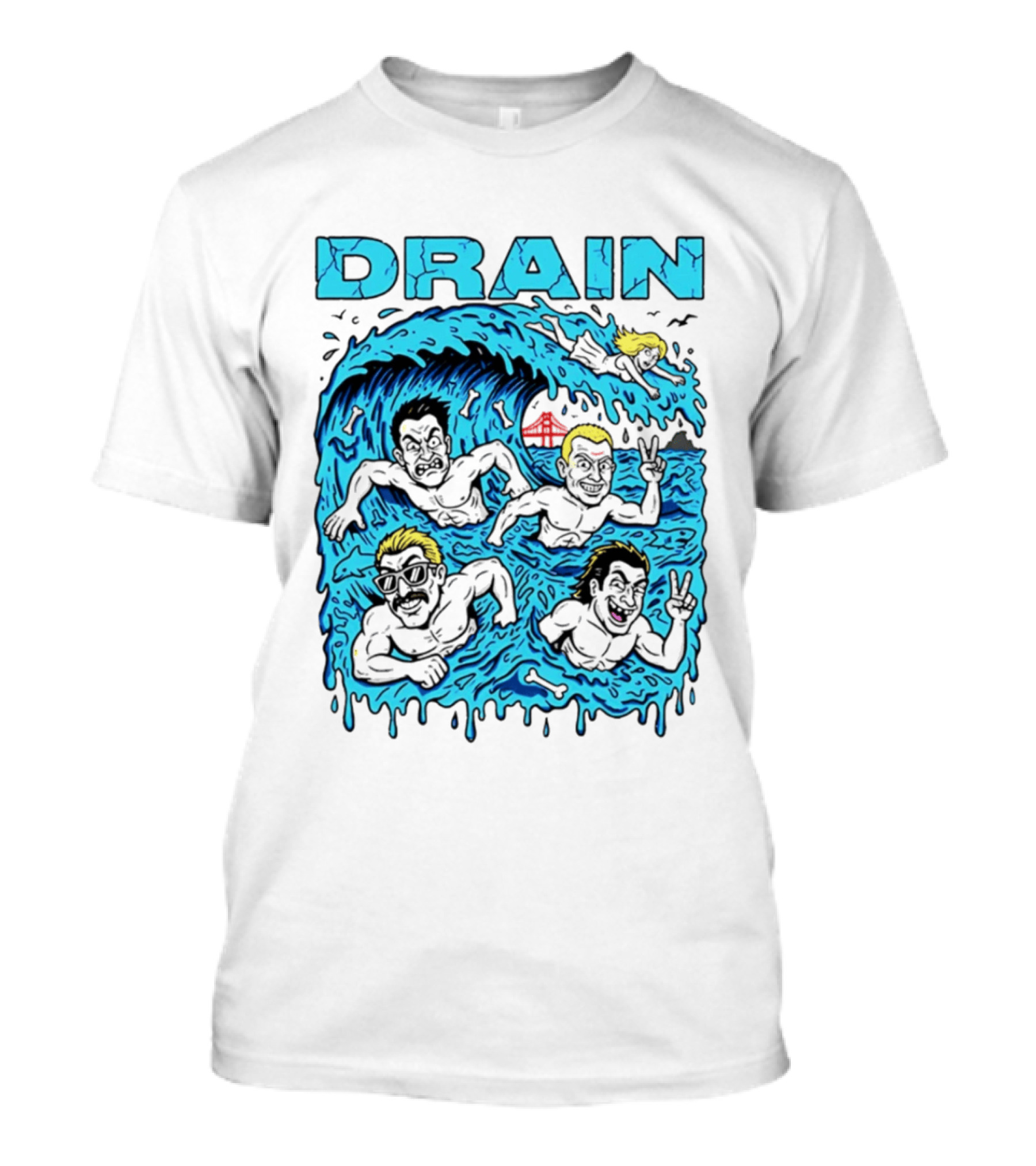 Drain Band Butthole Surfers Caricature Wave Surf T-Shirt