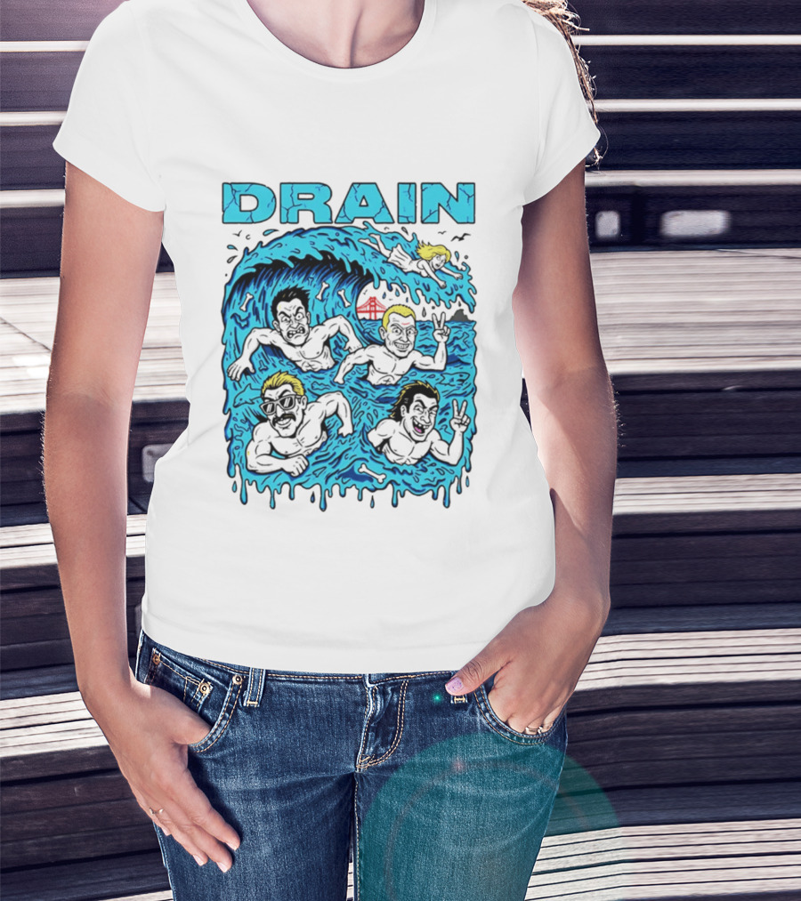 Drain Band Butthole Surfers Caricature Wave Surf T-Shirt