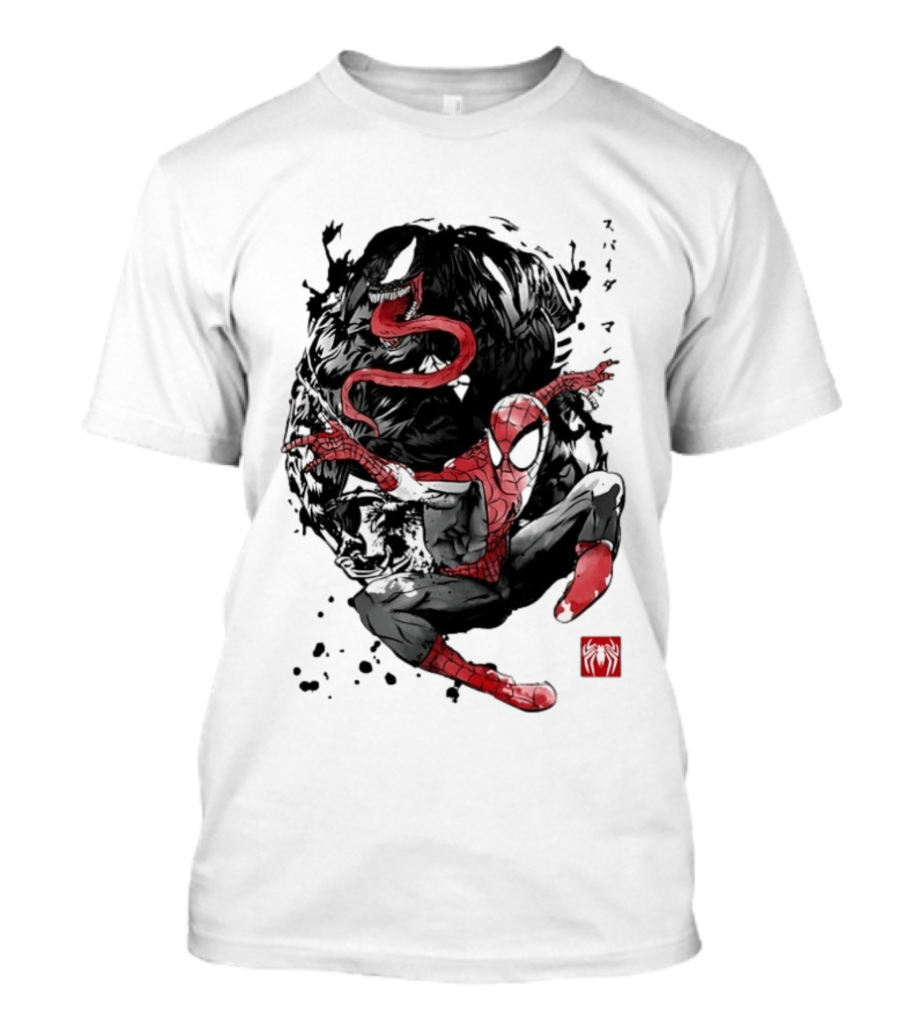 Spider Man Venom Japanese The Spider And The Symbiote Sumi E T-Shirt