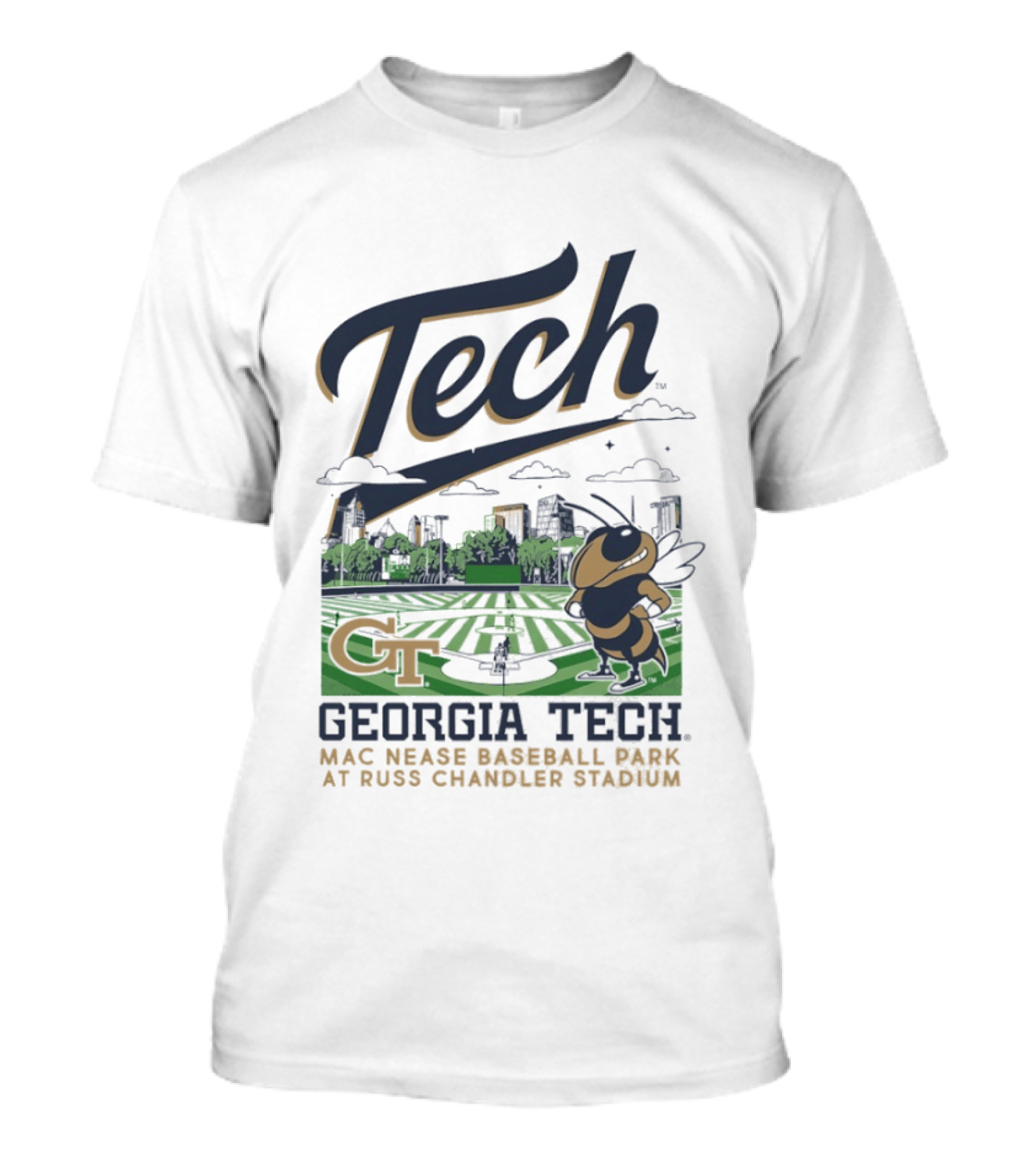 Georgia Tech Yellow Jackets Mac Nease Baseball Park Russ Chandler Stadium T-Shirt