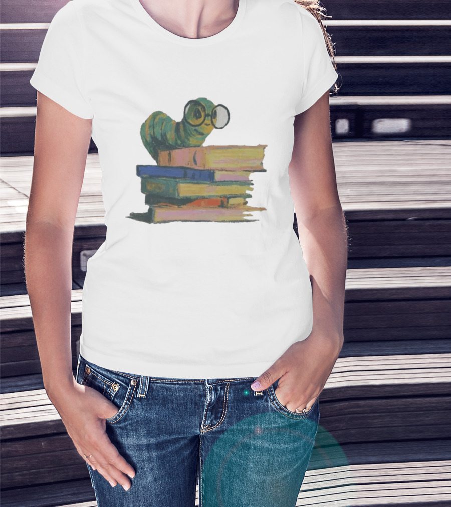 Literary Bookworm Glasses Stack Books T-Shirt