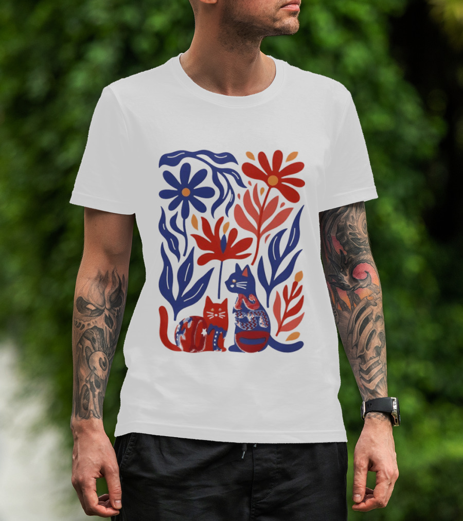Subtle F Trump Cat Lover USA 250th Still Resisting Floral Cats T-Shirt