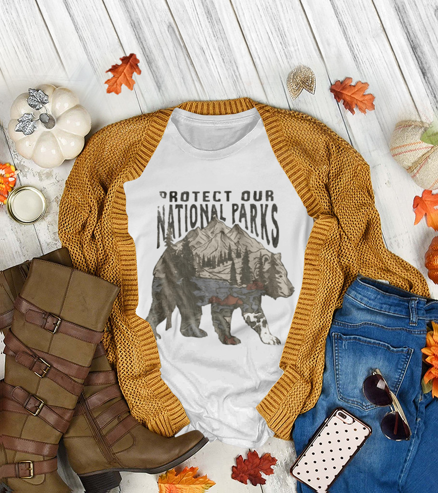 Protect Our National Parks Bear Forest Mountain Scene T-Shirt