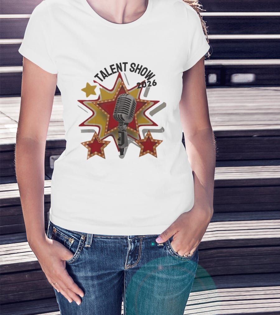 Talent Show 2026 Star Performer Mic And Stars T-Shirt