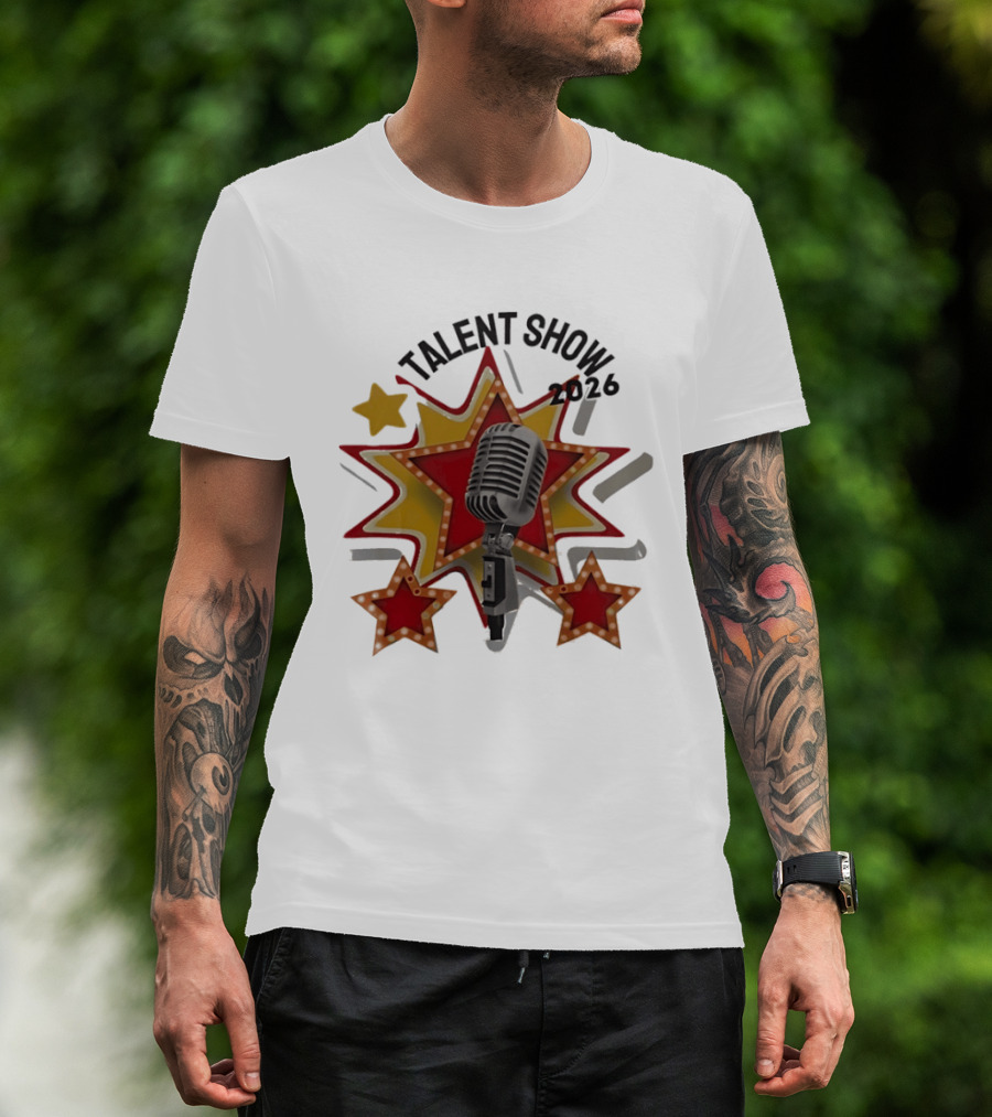 Talent Show 2026 Star Performer Mic And Stars T-Shirt