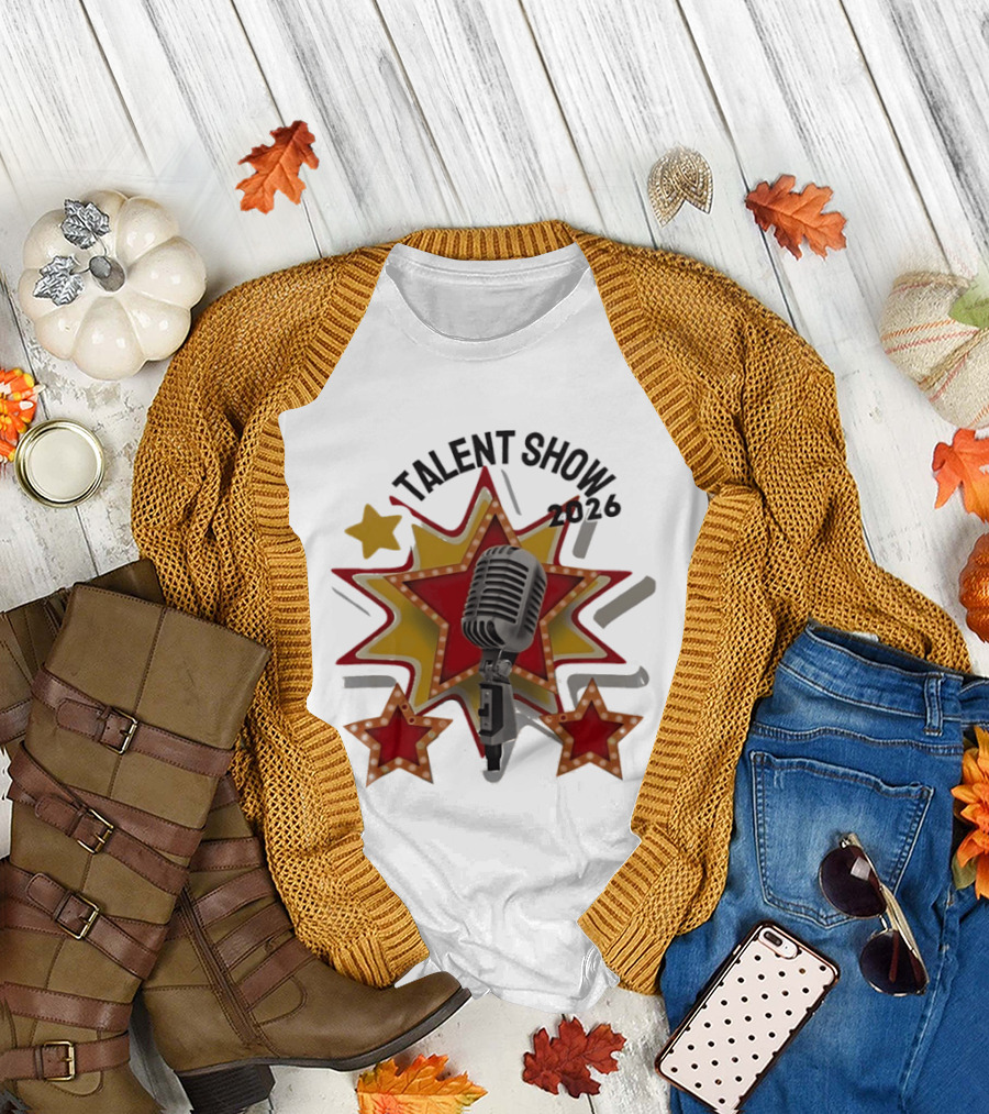 Talent Show 2026 Star Performer Mic and Stars T-Shirt