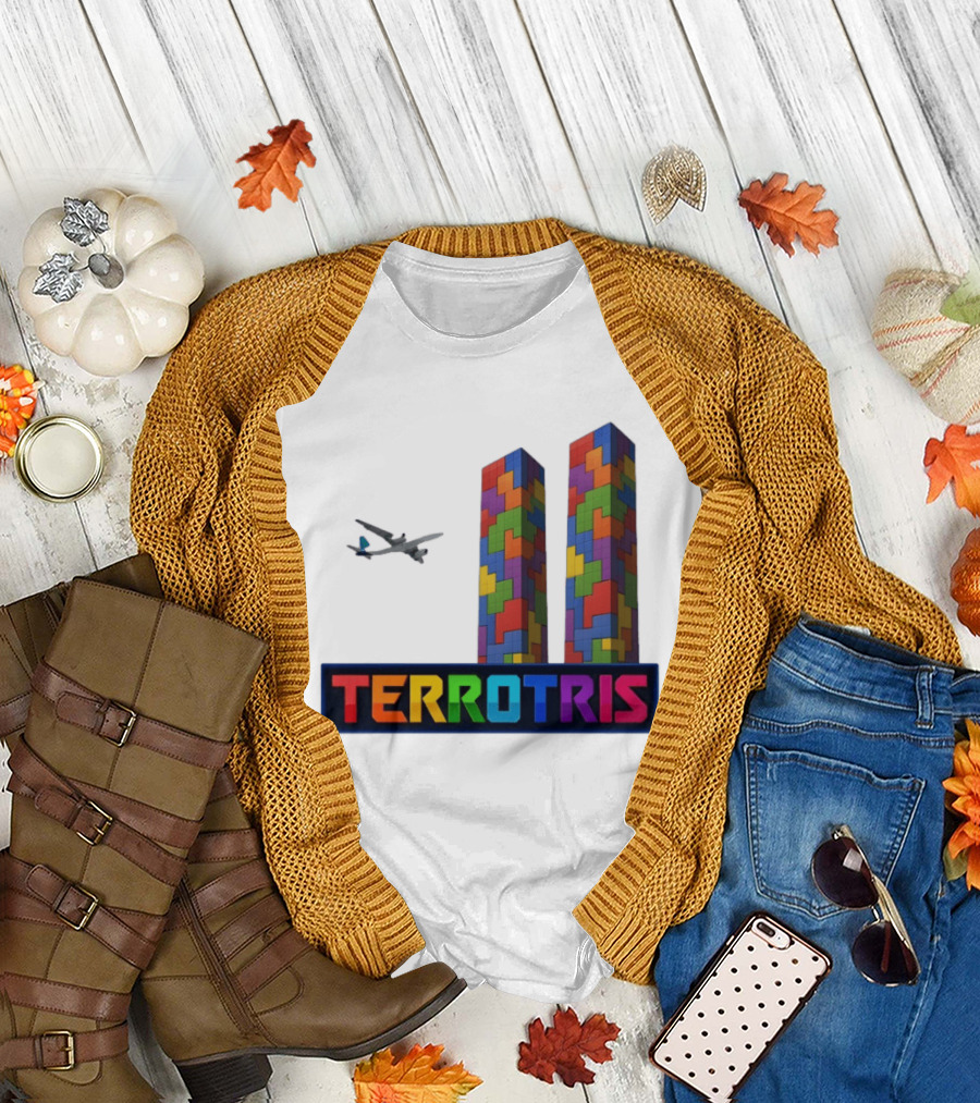Terrortris Tetris Block Towers with Plane T-Shirt
