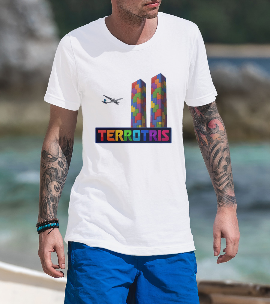 Terrortris Tetris Block Towers With Plane T-Shirt