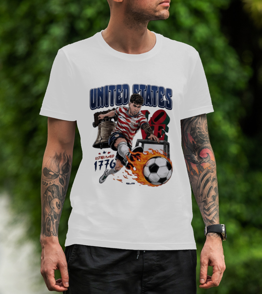 United States Love Park Philadelphia Soccer Player Liberty Bell 1776 T-Shirt