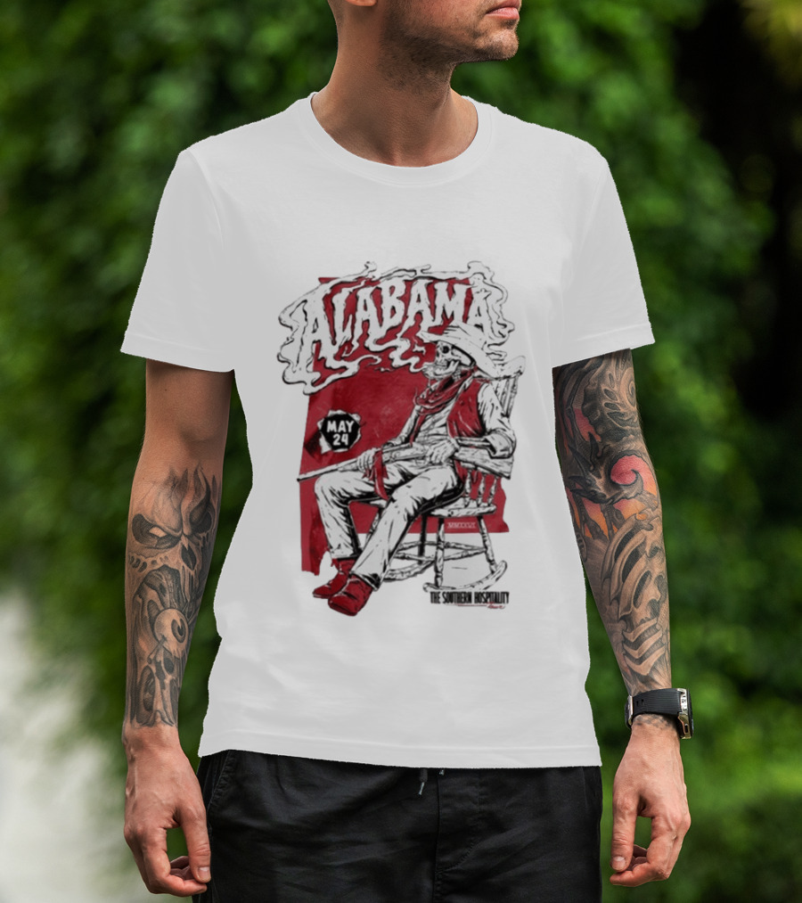 Alabama May 24 The Southern Hospitality Skeleton Cowboy T-Shirt