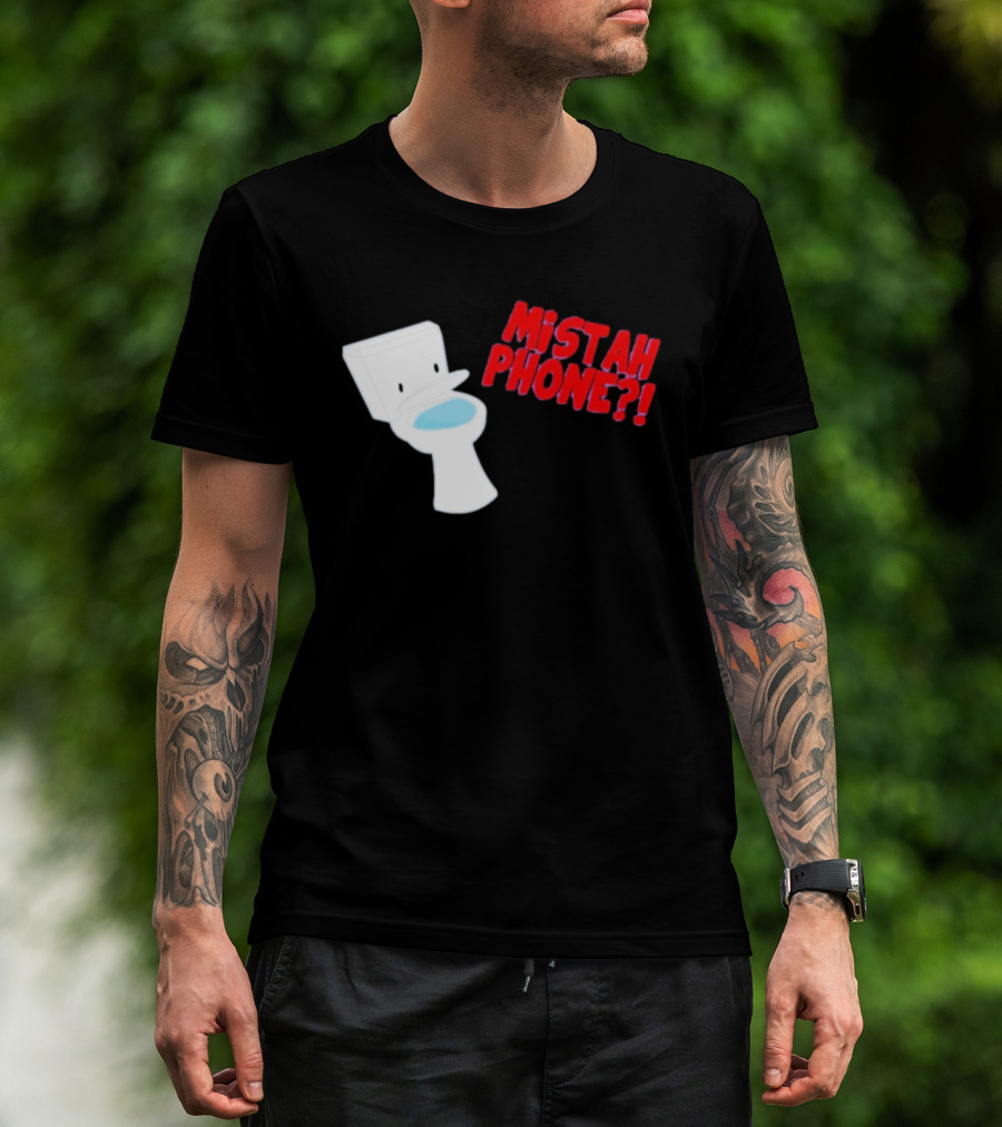 Mistah Phone Toilet Pun Illustration Humor T-Shirt