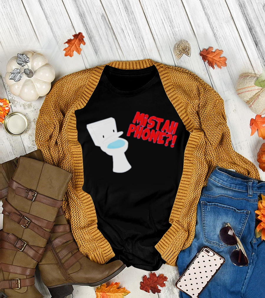 Mistah Phone Toilet Pun Illustration Humor T-Shirt