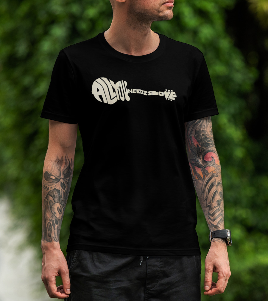 All You Need Is Love Peace And Music Guitar T-Shirt