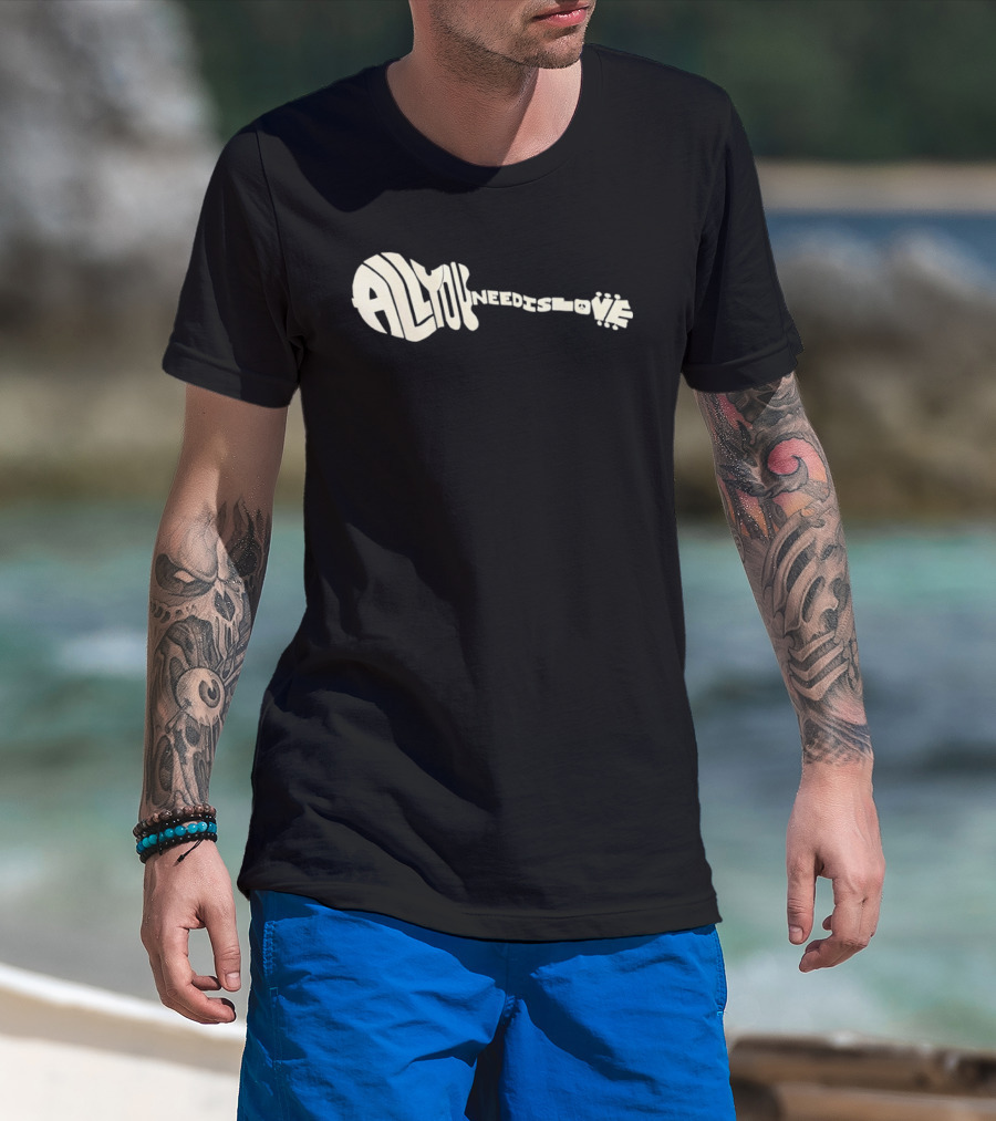 All You Need Is Love Peace And Music Guitar T-Shirt