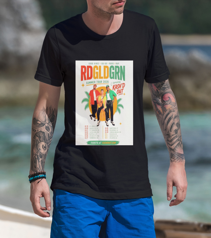 RDGLDGRN Summer Tour 2026 Good Vibes Go Go Rock Rap Supporting Kash'd Out T-Shirt