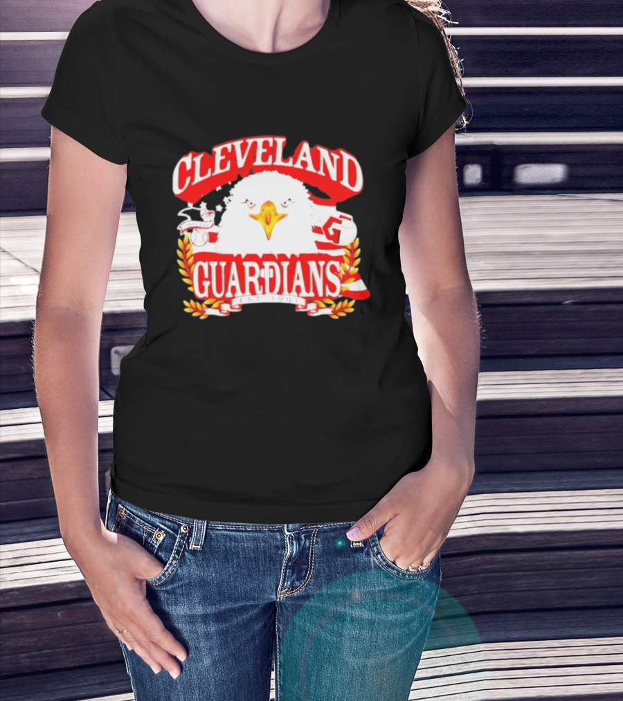 Cleveland Guardians Bald Eagle American Flag Baseball Est 1901 T-Shirt