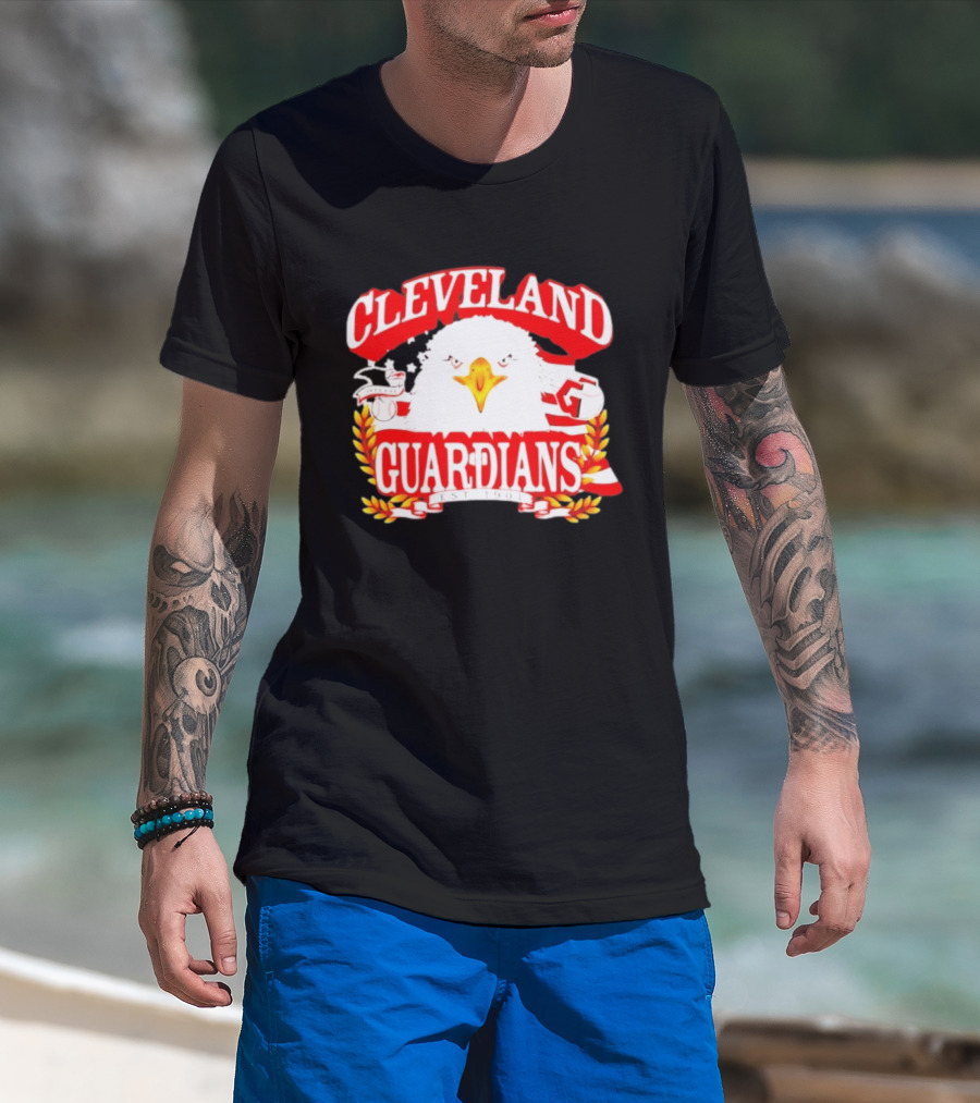 Cleveland Guardians Bald Eagle American Flag Baseball Est 1901 T-Shirt