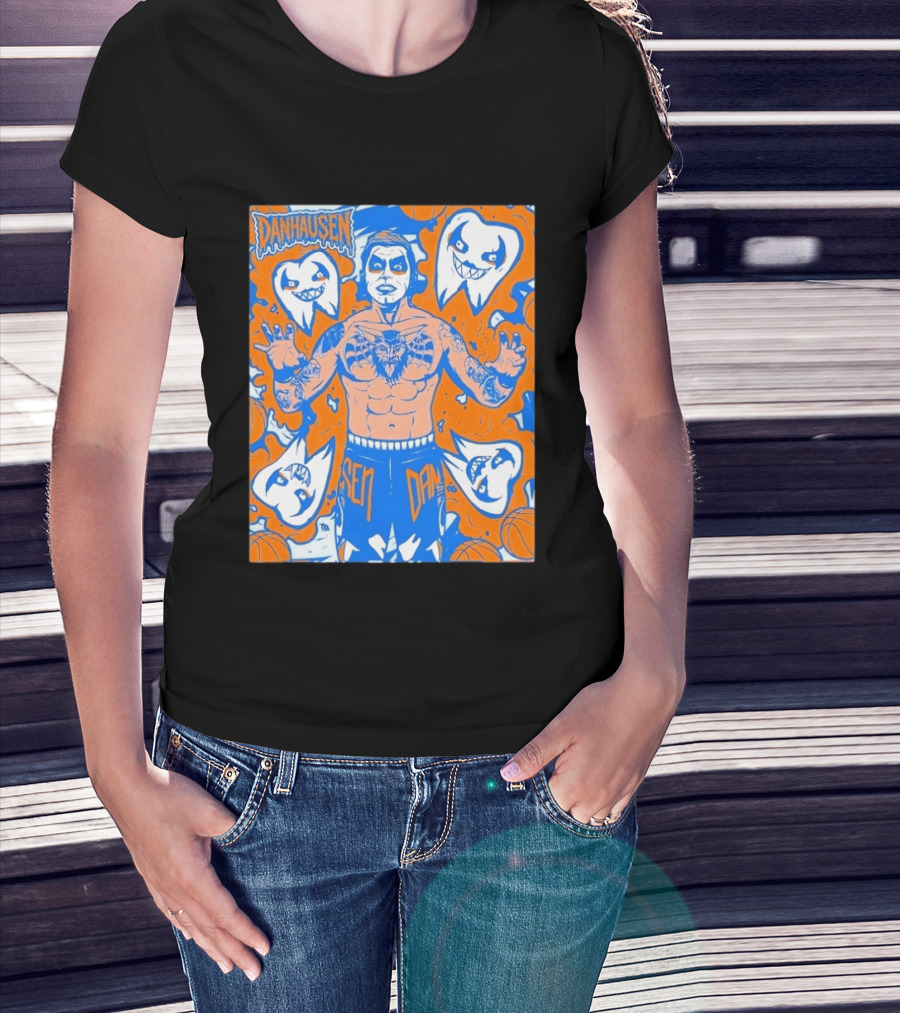 New York Knicks Danhausen Collaboration Uncursed Cartoon T-Shirt