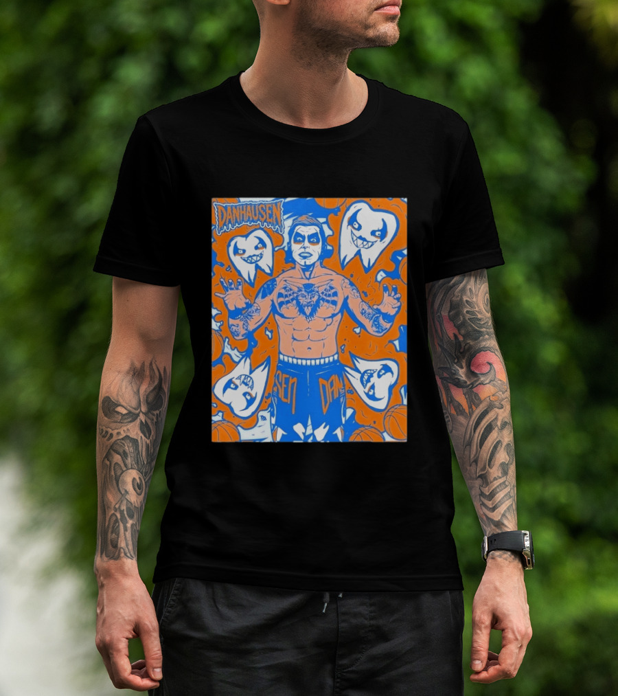 New York Knicks Danhausen Collaboration Uncursed Cartoon T-Shirt