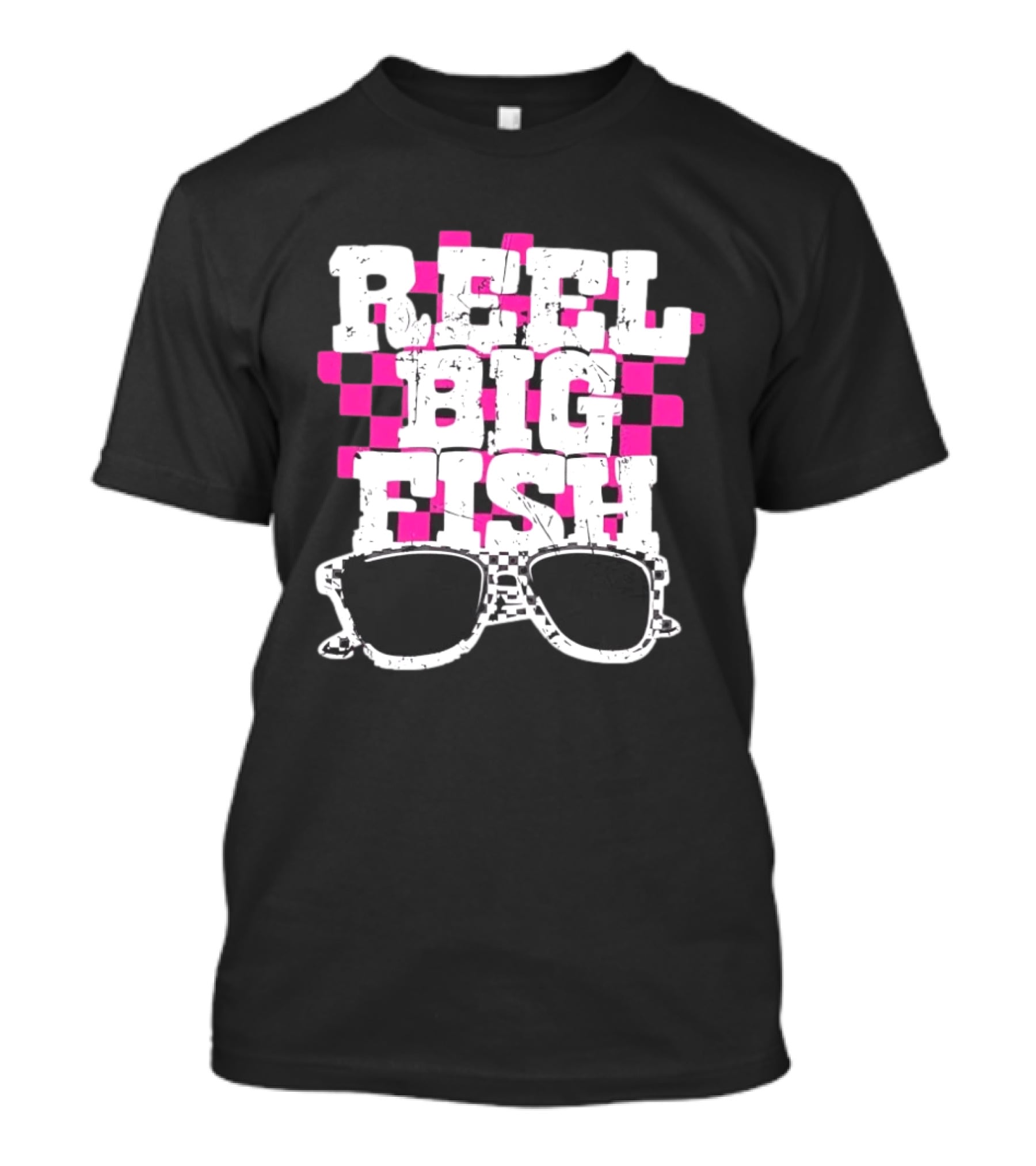 Reel Big Fish Checkered Sunglasses Pink Checkerboard T-Shirt