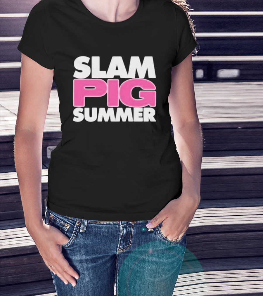 Slam Pig Summer Bold Pink Text Trend T-Shirt