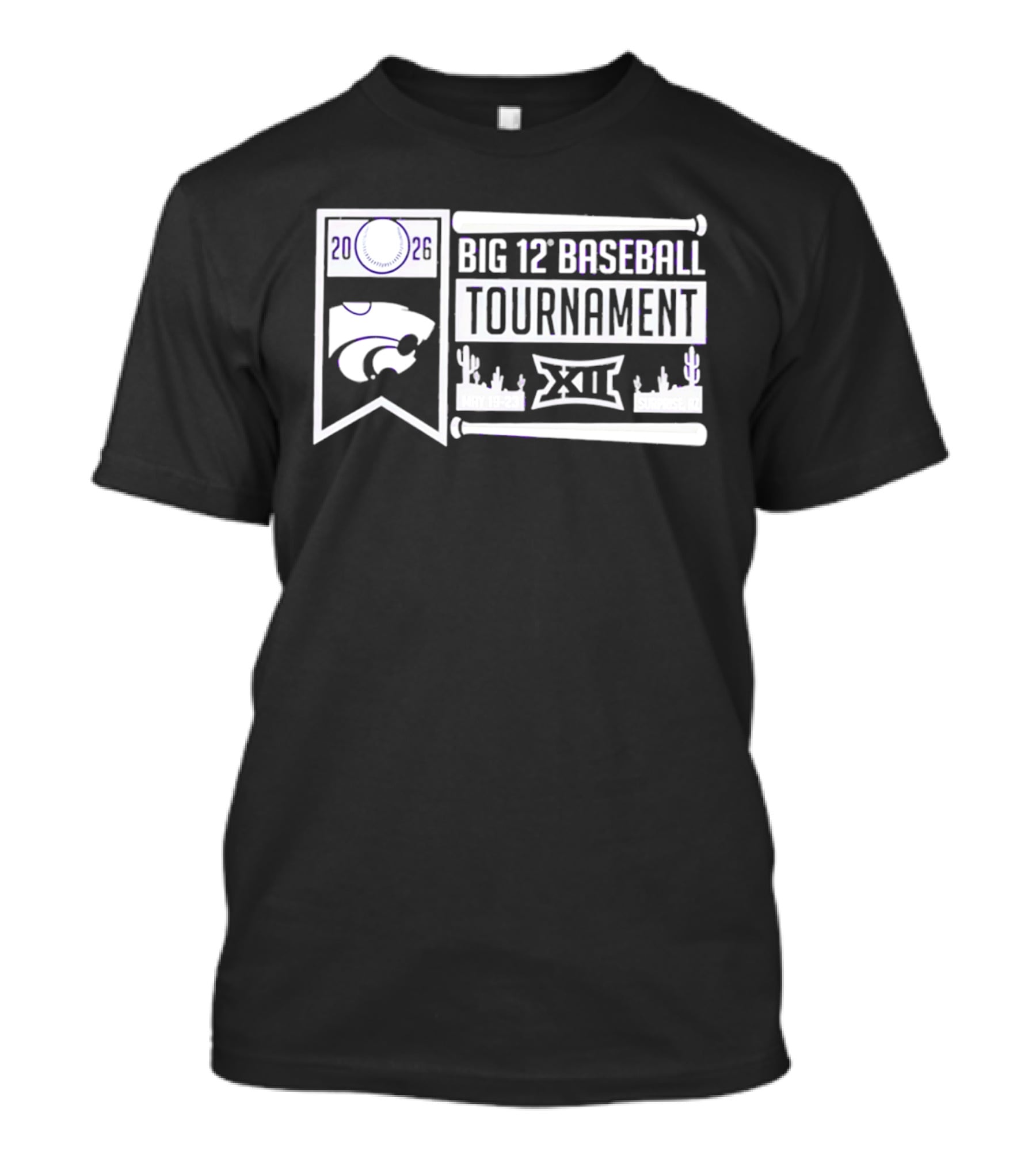 K State Wildcats 2026 Big 12 Baseball Tournament May 22 26 Surprise AZ T-Shirt