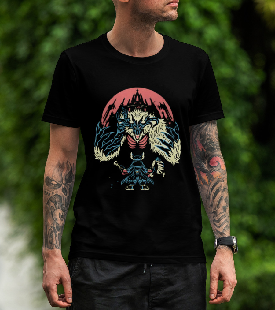 Bloodborne Hunter Confronts Cleric Beast Let The Hunt Begin T-Shirt