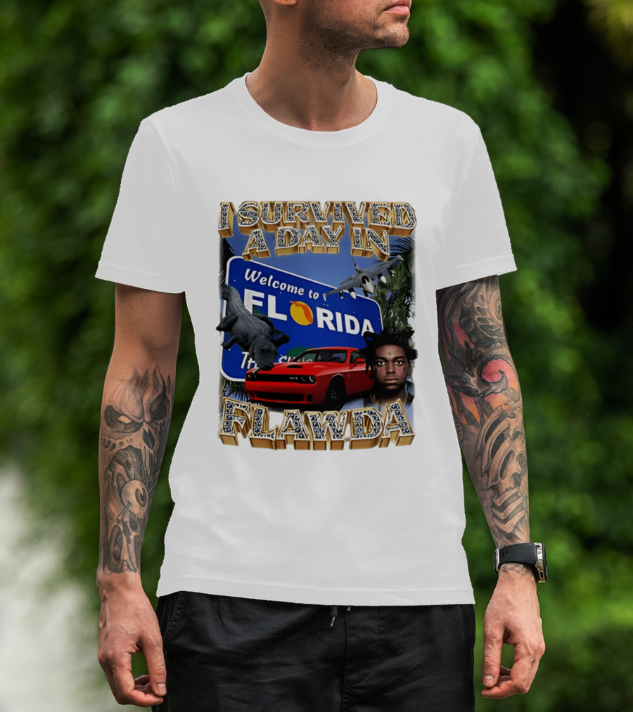 I Survived A Day In Flawda Welcome To Florida Dodge Jet Manatee Adventure T-Shirt