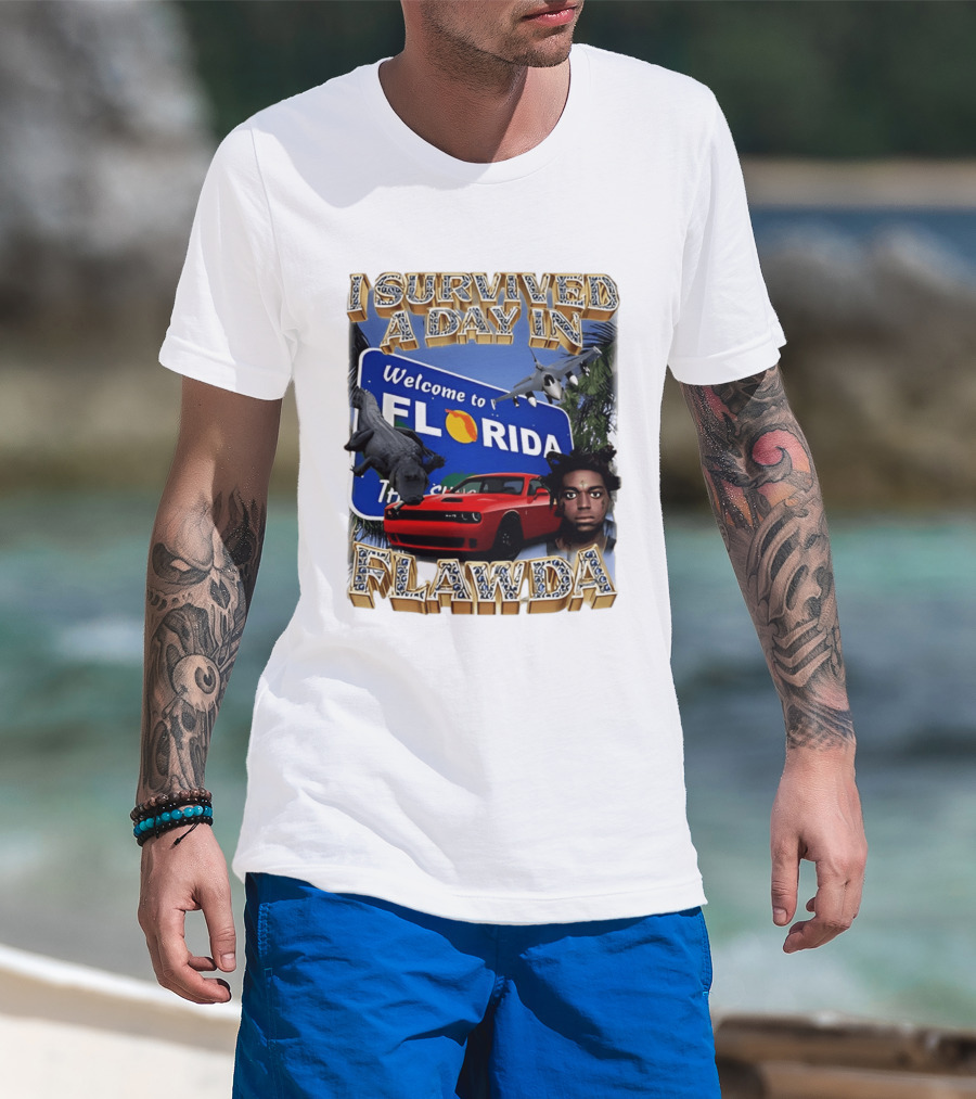 I Survived A Day In Flawda Welcome To Florida Dodge Jet Manatee Adventure T-Shirt