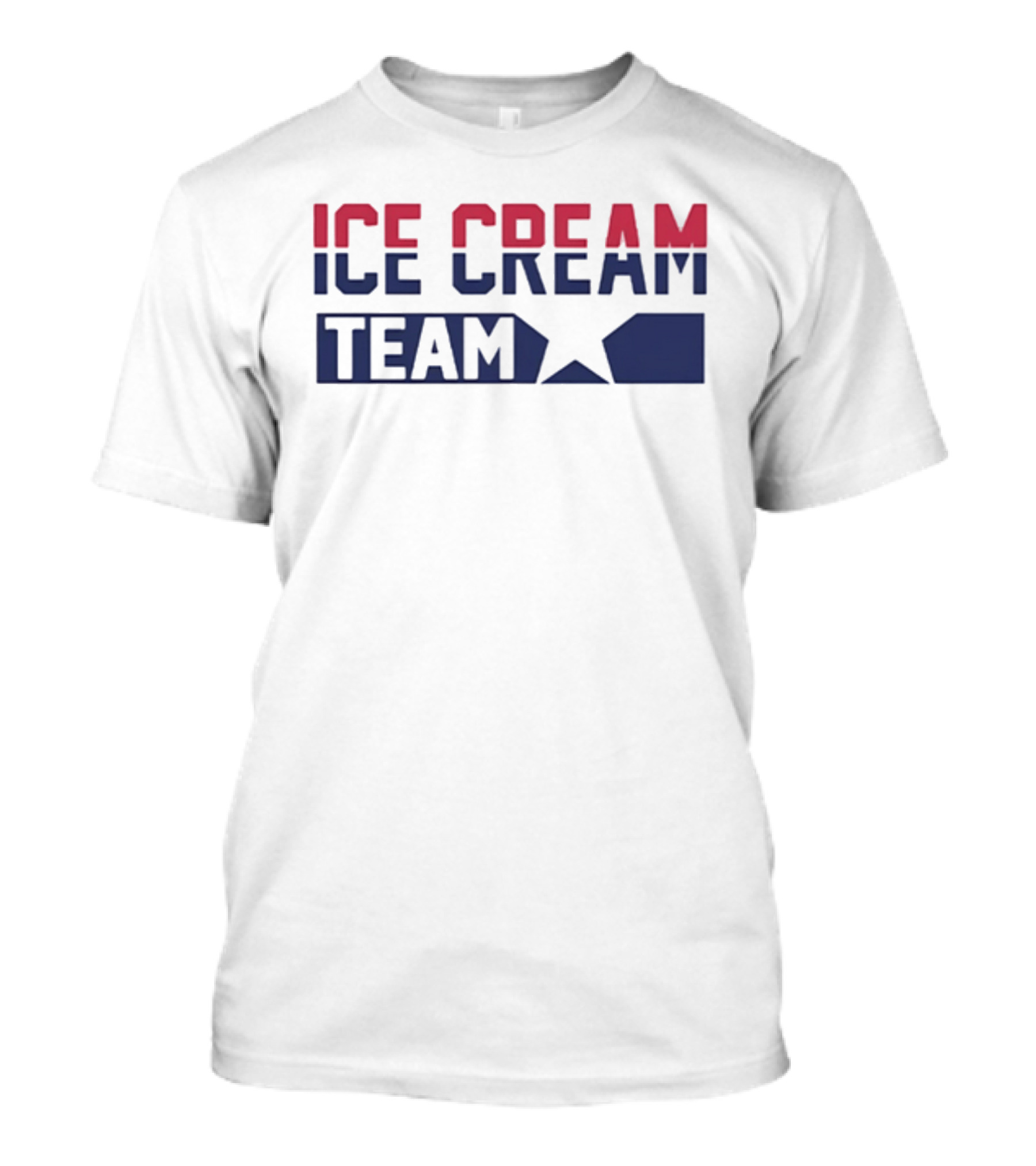 ICE CREAM TEAM Text With Red And Blue Block Lettering T-Shirt