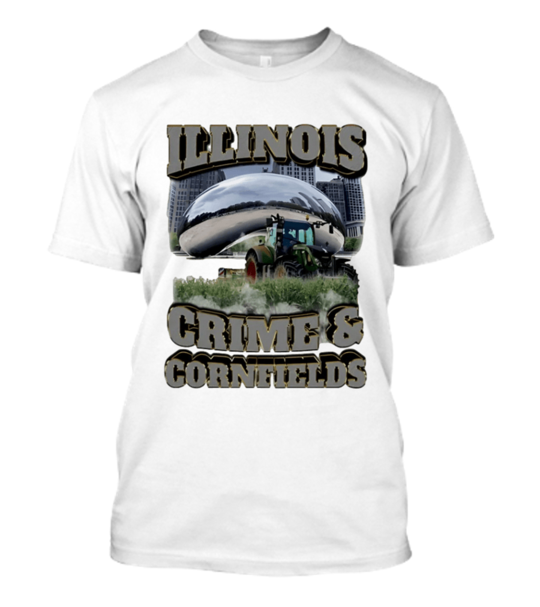 Illinois Crime & Cornfields Cloud Gate Tractor Scenery T-Shirt