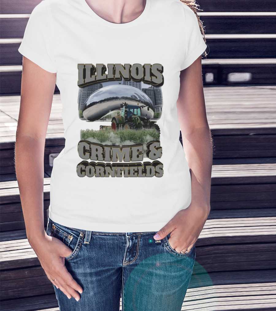 Illinois Crime & Cornfields Cloud Gate Tractor Scenery T-Shirt