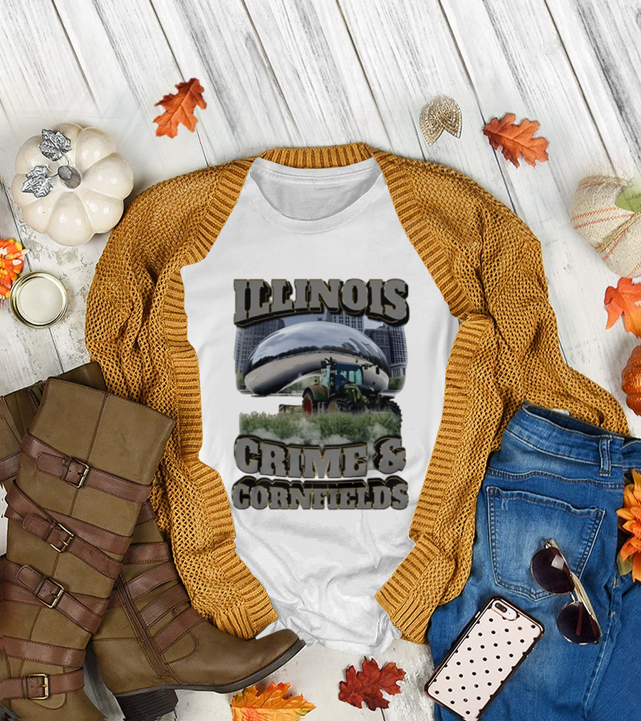 Illinois Crime & Cornfields Cloud Gate Tractor Scenery T-Shirt