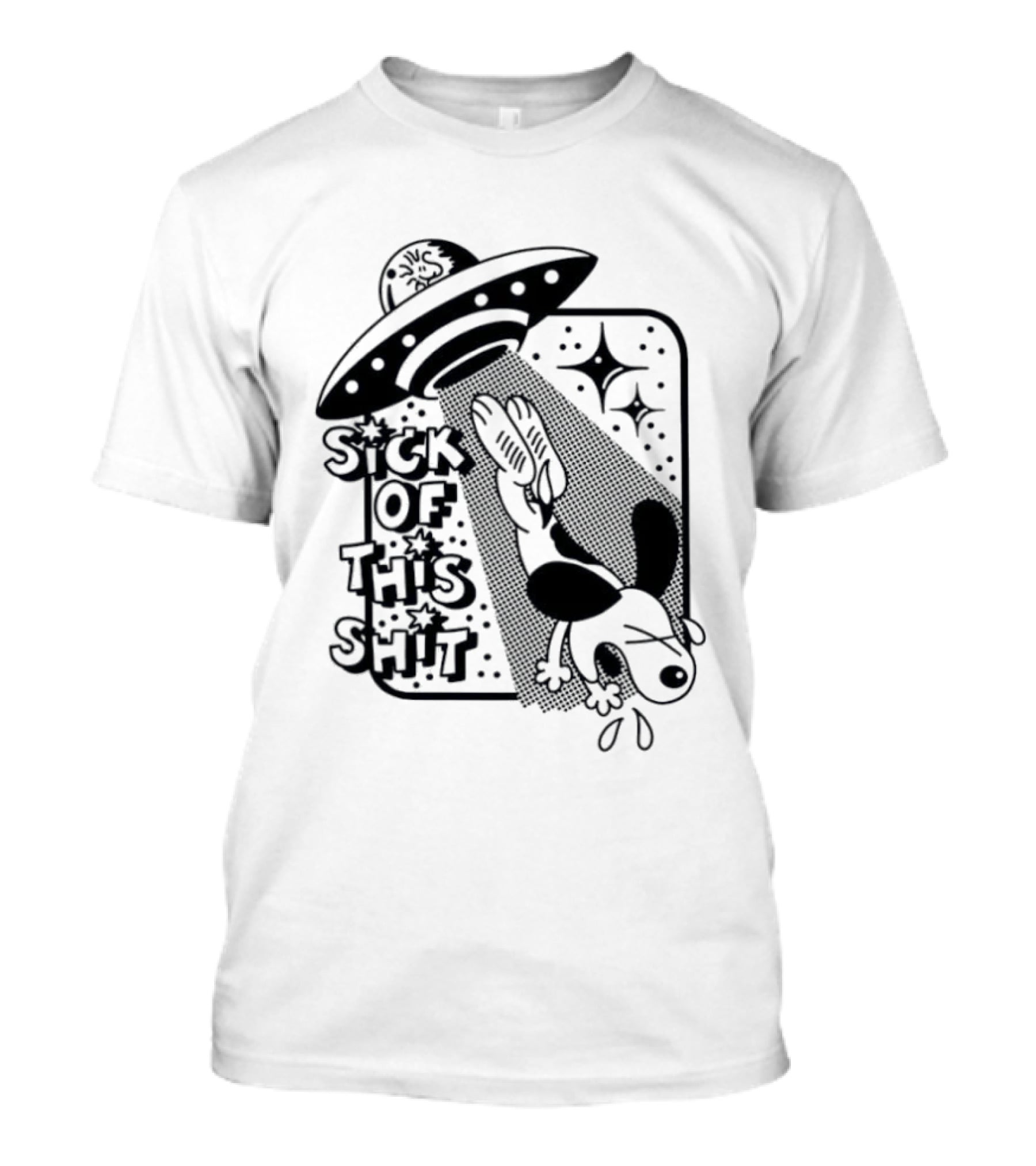 Snoopy Gets Abducted Sick Of This Shit UFO T-Shirt