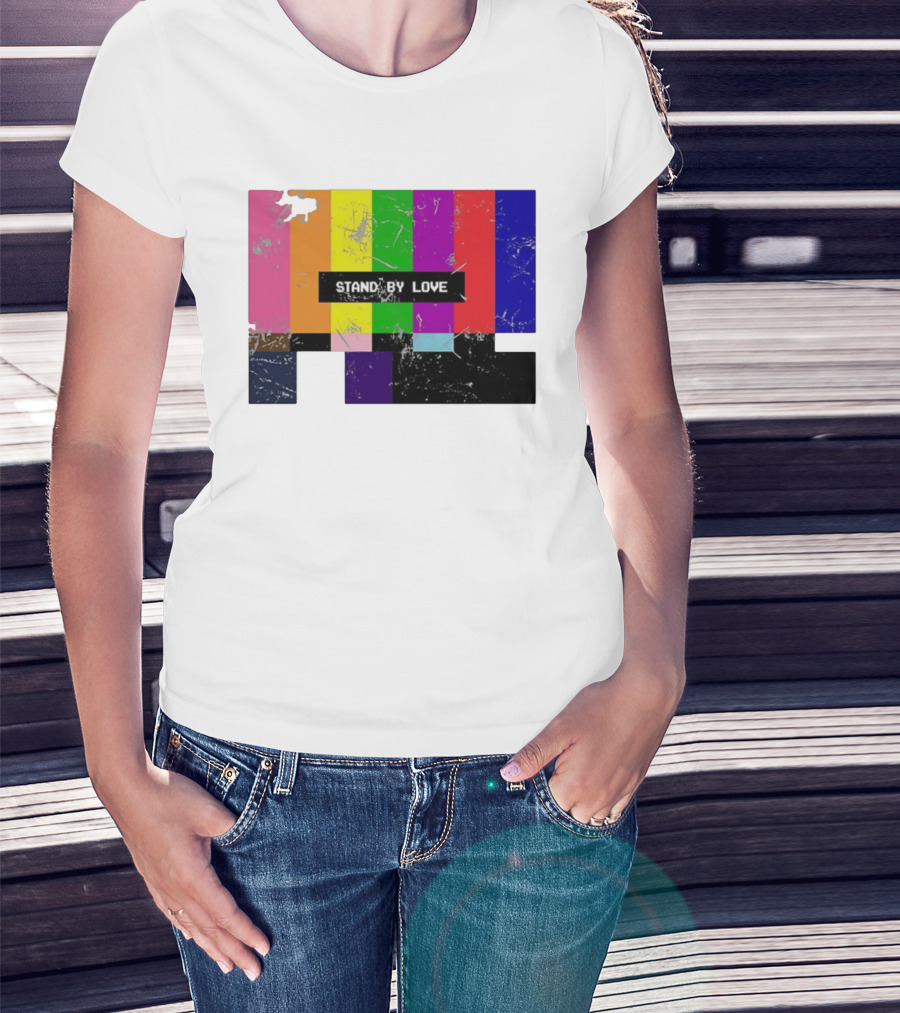 Stand By Love Retro TV Rainbow Pride Multicolor Lines T-Shirt