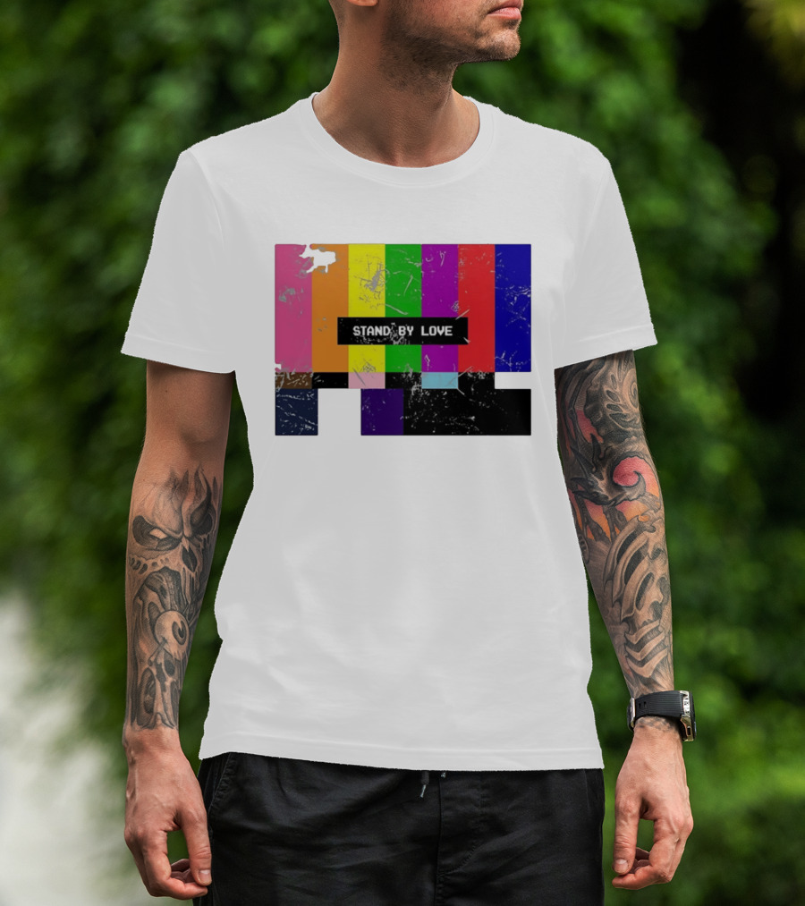 Stand By Love Retro TV Rainbow Pride Multicolor Lines T-Shirt
