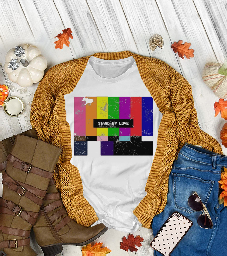 Stand By Love Retro TV Rainbow Pride Multicolor Lines T-Shirt