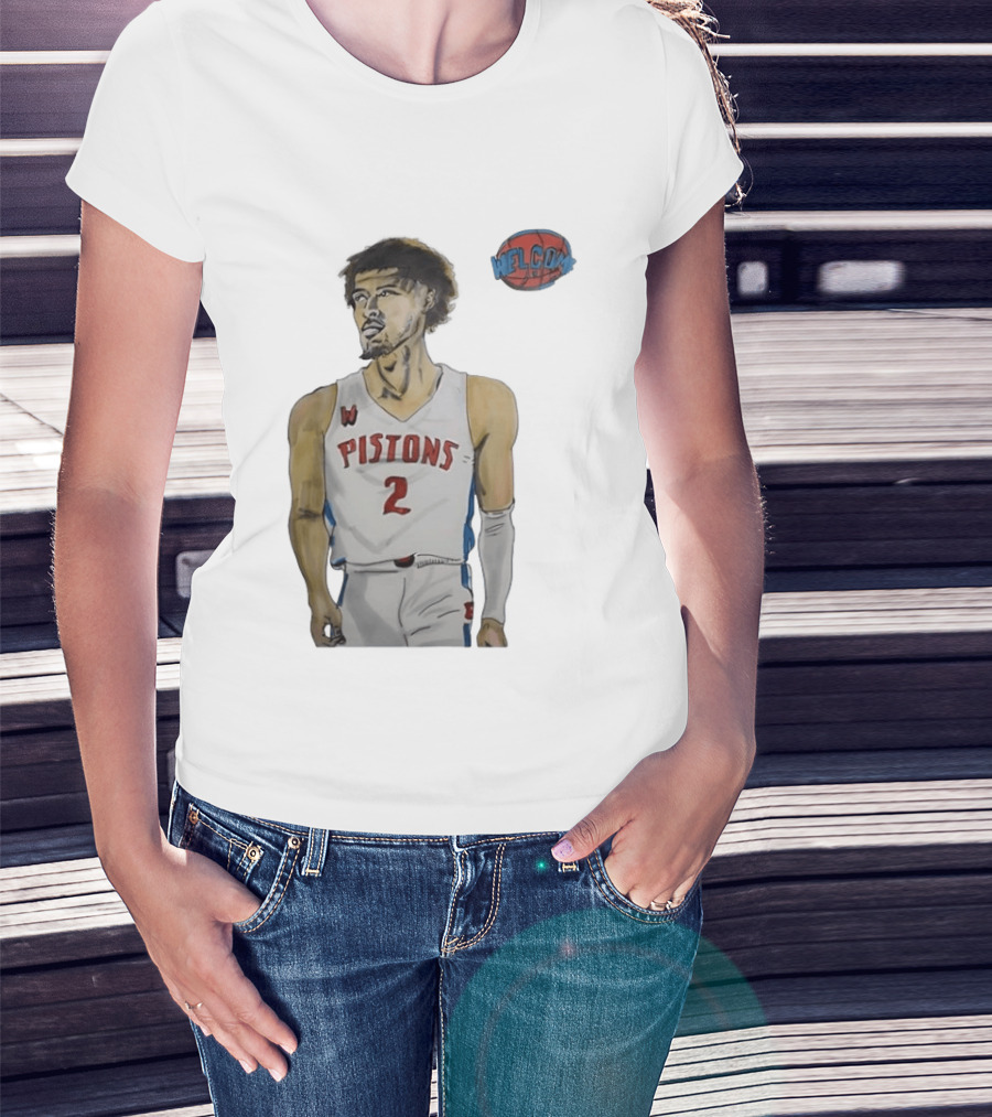 Cade Cunningham Welcome Detroit Pistons Hand Drawn Basketball Player Number 2 T-Shirt