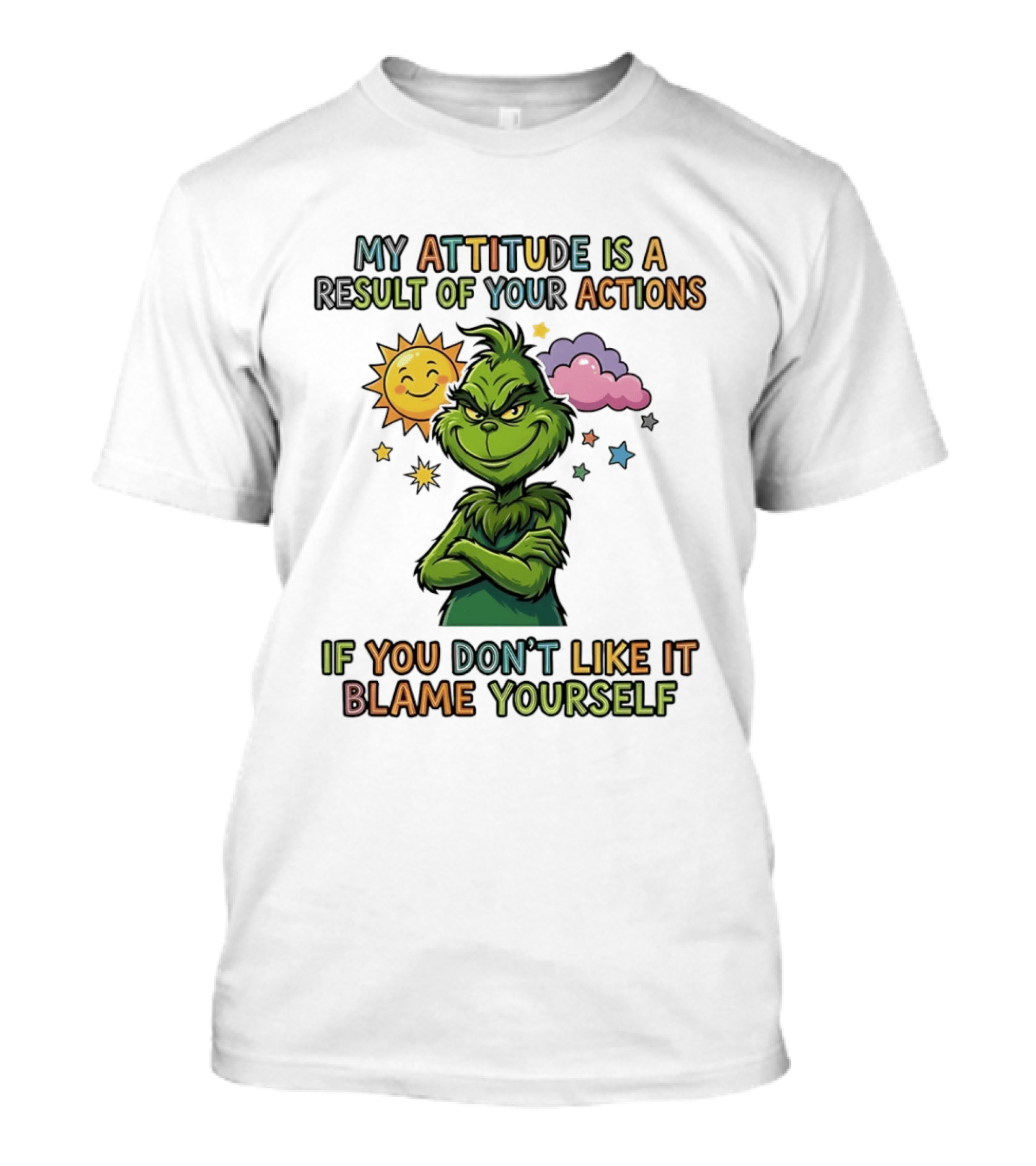My Attitude Is A Result Of Your Actions Grinch Don't Like It Blame Yourself T-Shirt