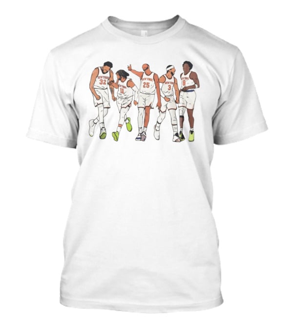 New York Knicks Big Five Players Basketball NBA Cartoon 2026 Team Jersey Fan T-Shirt