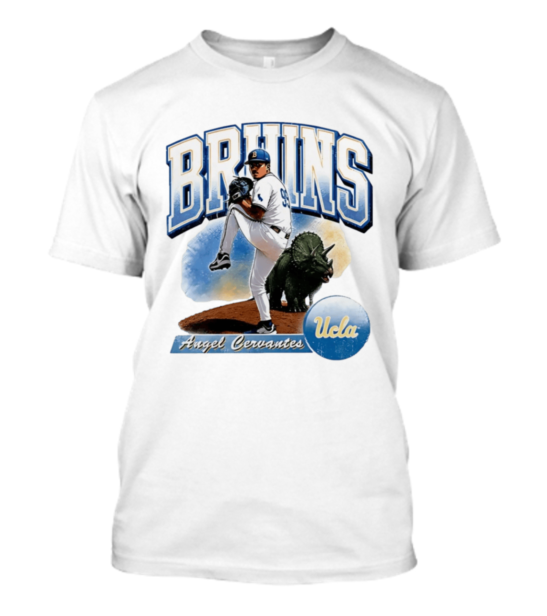 UCLA Bruins Angel Cervantes Baseball Player With Dinosaur T-Shirt