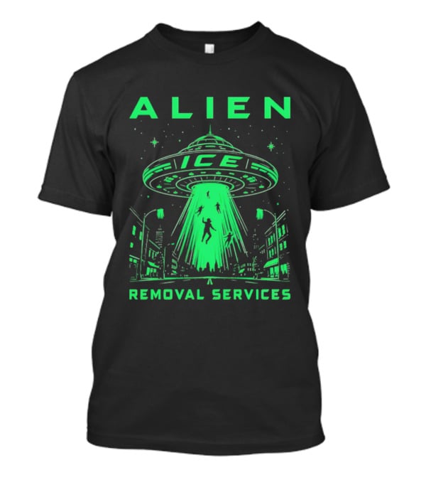 ALIEN ICE UFO Removal Services Extraterrestrial Abduction Scene T-Shirt