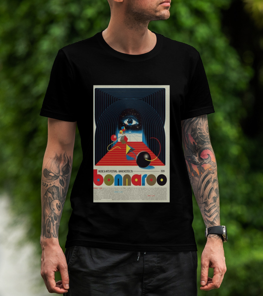 Bonnaroo Music & Arts Festival 2026 Manchester TN June 11 14 Retro Eye T-Shirt