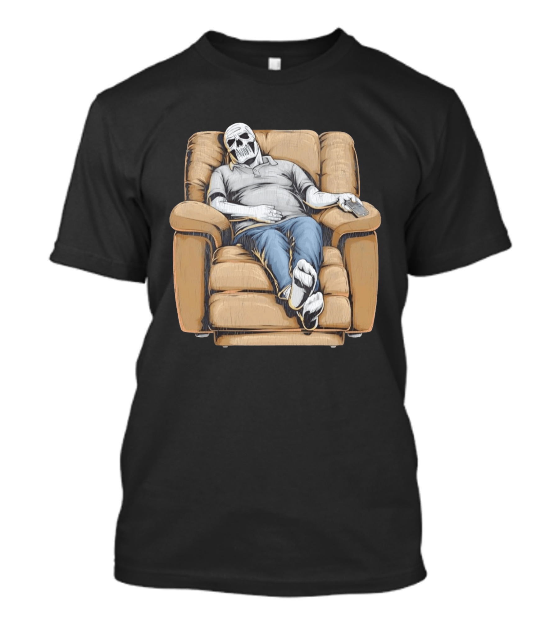 Dying To Relax Skeleton Recliner Couch Potato T-Shirt