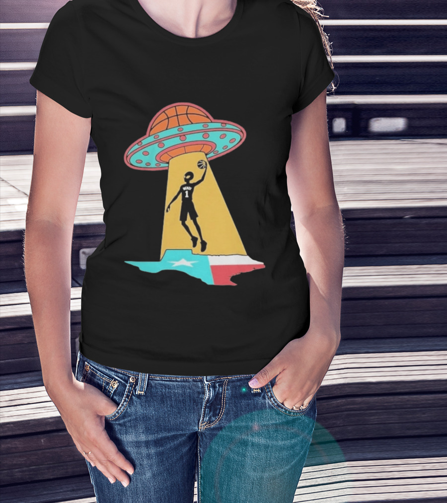 San Antonio Wemby The Alien Spurs Star UFO Basketball Texas T-Shirt